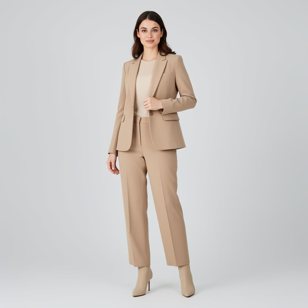 Beige Classic Trouser Suit