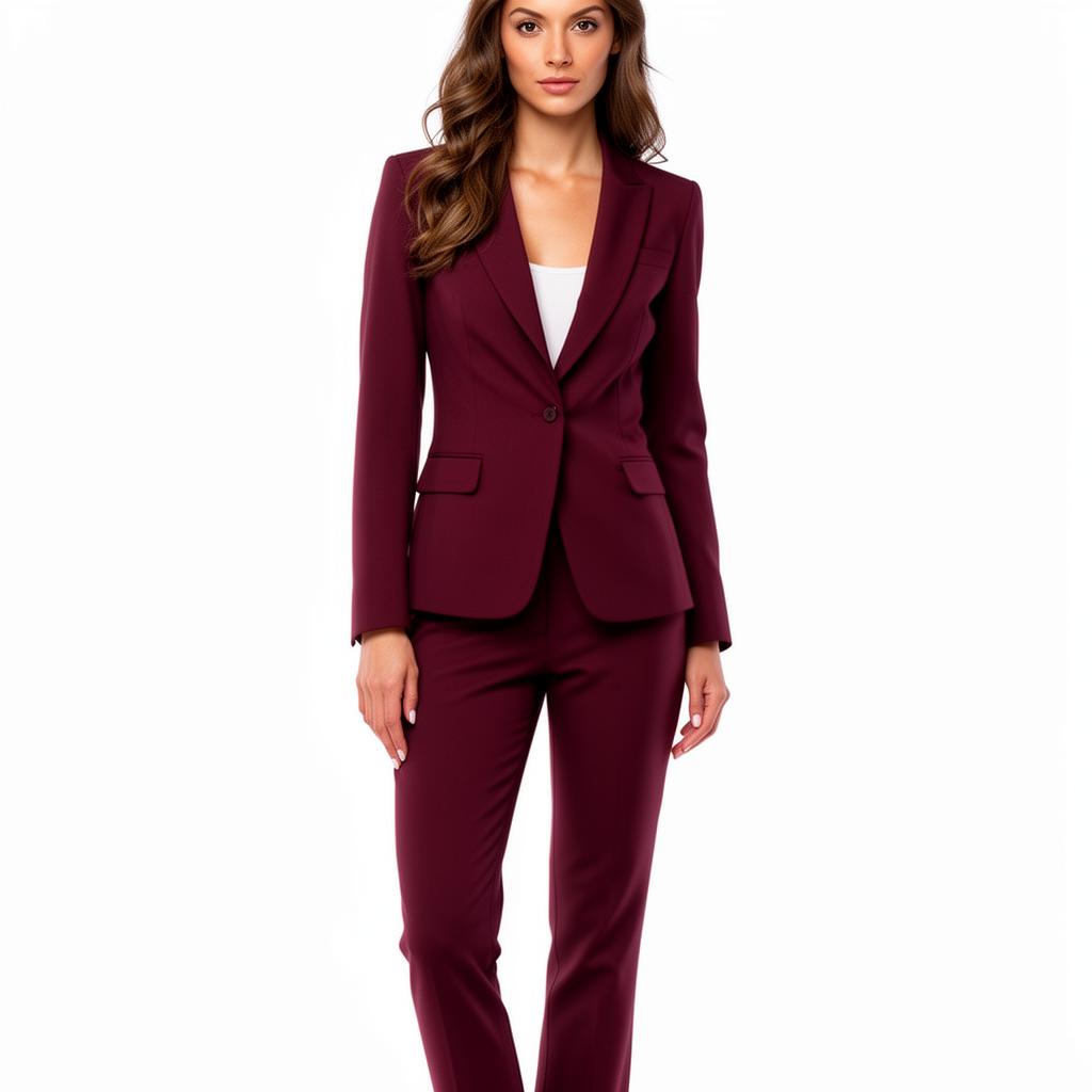 Burgundy Velvet Blazer Set